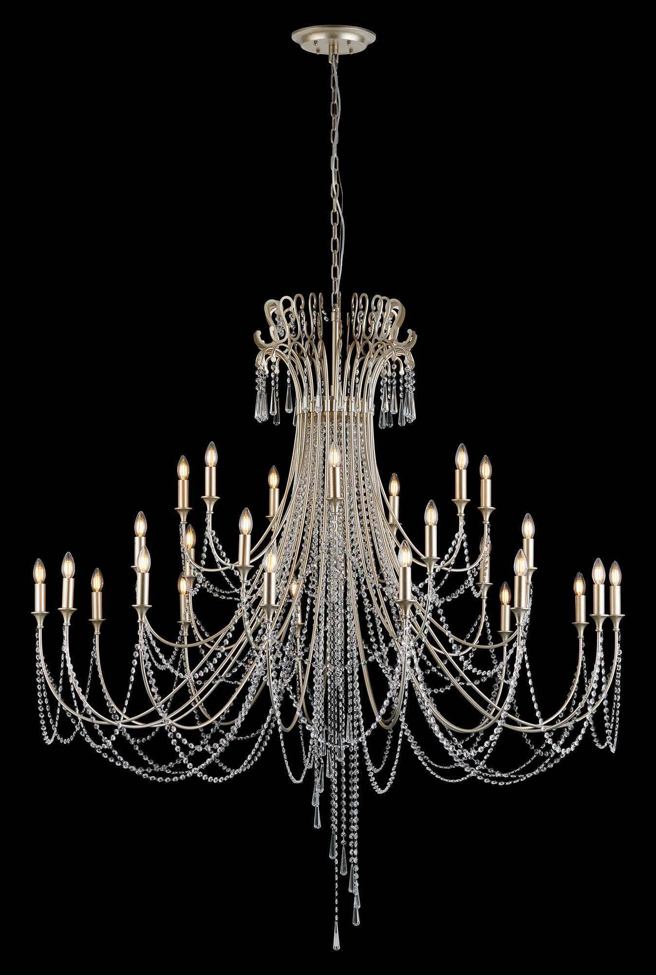 IL31848  Celine Pendant Chandelier 28 Light E14 Aged Silver